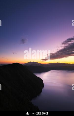 Lake Mashu Ko Morning and Mount Shari Stock Photo