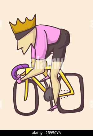 king of mountain cyclist. hand drawn. cycling event poster. abstract style vector illustration Stock Vector