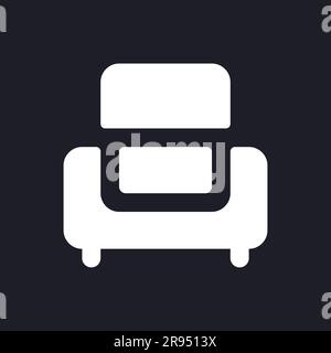Armchair dark mode glyph ui icon Stock Vector