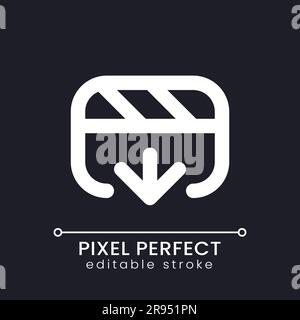 Import video file pixel perfect white linear ui icon for dark theme Stock Vector
