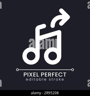 Extract audio pixel perfect white linear ui icon for dark theme Stock Vector