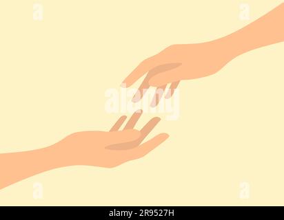 Two hands reach towards each other. Support and helping hand concept. Vector illustration Stock Vector