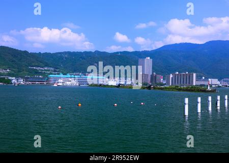 Otsu Port and Lake Biwa in Summer Stock Photo