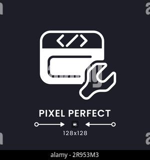 Website builder white solid desktop icon Stock Vector