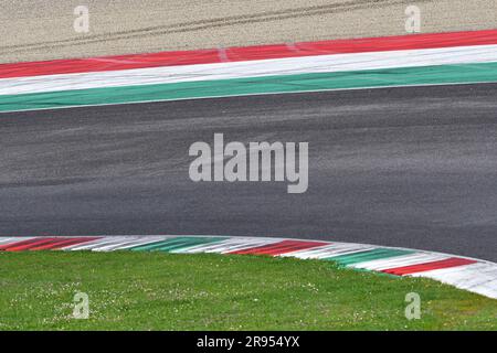 colored curbs on a racing track Stock Photo