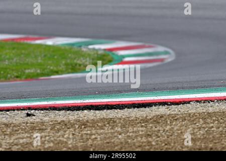 colored curbs on a racing track Stock Photo