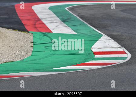 colored curbs on a racing track Stock Photo