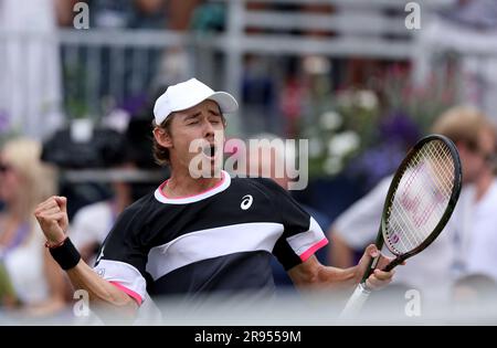 Denmark's Holger Rune celebrates after winning a semi final match against  Norway's Casper Ruud at the Italian Open tennis tournament in Rome, Italy,  Saturday, May 20, 2023. (AP Photo/Alessandra Tarantino Stock Photo 