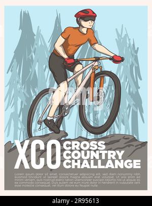 cross country XCO cycling event poster vector illustration Stock Vector