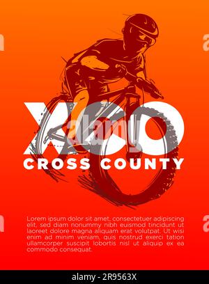 cross country XCO cycling event poster template modern style vector illustration Stock Vector