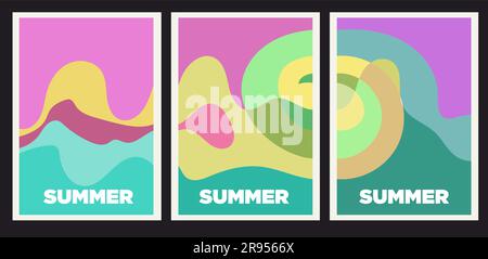summer abstract painting set vector illustration Stock Vector