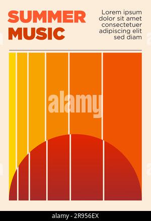 sun of a beach. guitar and sun. summer music festival event poster template vector illustration Stock Vector