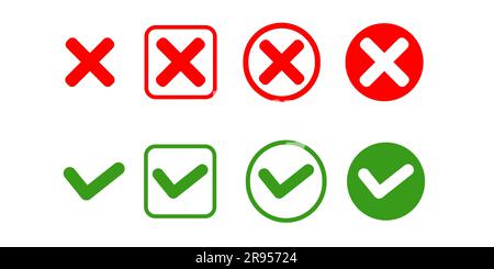 true false icon, for yes no questions, correct and incorrect Stock Vector