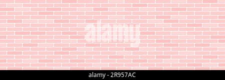 Long pink brick wall background. Vector illustration Stock Vector