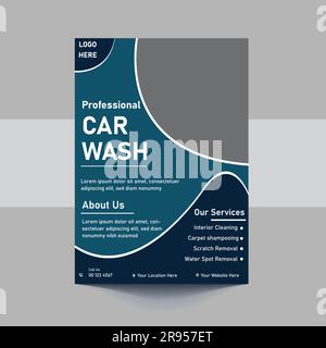 A4 Car Wash And Cleaning Service cover template for a report and brochure design, flyer, leaflets decoration for printing and presentation vector Temp Stock Vector