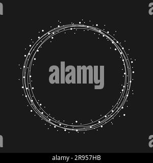 Round frame of linear circles and dots with copy space inside. Vector illustration Stock Vector