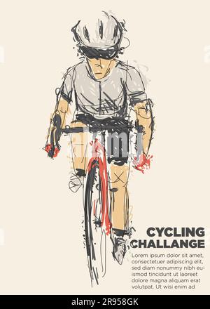 cycling championship. road bike event poster. rough drawing. vector ...