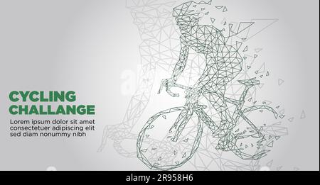 low poly. cycling challange event vector illustration Stock Vector