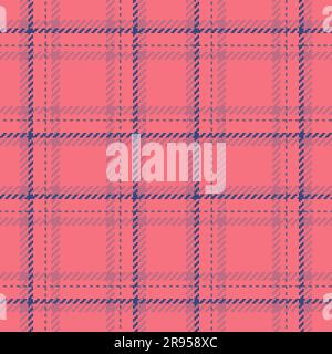 Textile tartan fabric of pattern seamless vector with a check texture background plaid in red and blue colors. Stock Vector