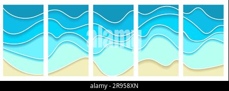 abstract sea wave set. summer vibes vector illustration Stock Vector