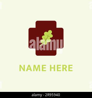 Oak Tree Cross vector icon. Nature trees leaf vector illustration logo design. Stock Vector