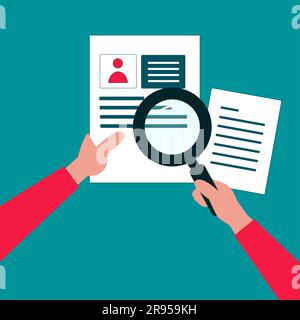 Review job application information, presents the ability for the company to agree with the position Stock Vector