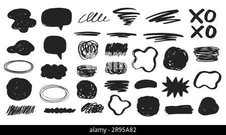 Hand Drawn Scribble Speech Bubbles Doodle Set Stock Vector