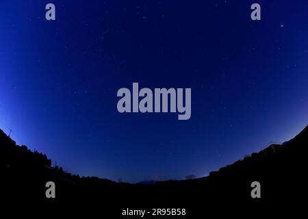 Fuji and Starry Sky in Winter Stock Photo