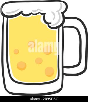 A glass of beer. Cartoon hand drawn doodle Stock Vector