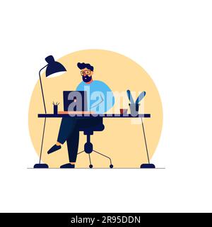 Working flat style vector illustration Online careers Stock Vector