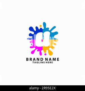 letter U with splash ink logo design vector Stock Vector