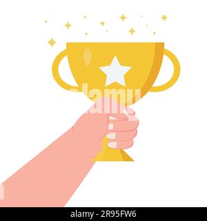 Hand width gold winner cup Stock Vector