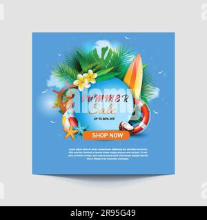 summer sale social or square post template Stock Vector