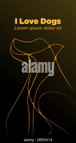 luxury gold line dog shape. dog abstract vector illustration Stock Vector