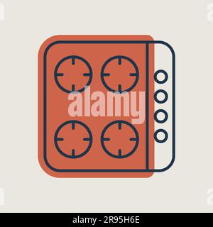 Cook top cooking panel, surface. Induction stove hob. Graph symbol for cooking web site design, logo, app, UI Stock Vector
