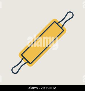 Wooden rolling pin plunger vector icon. Kitchen appliance. Graph symbol for cooking web site design, logo, app, UI Stock Vector