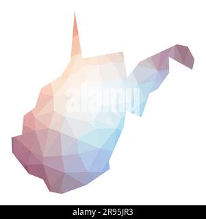 Map of West Virginia. Low poly illustration of the us state. Geometric design with stripes. Technology, internet, network concept. Vector illustration Stock Vector