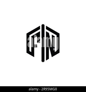 FN Logo monogram letter with hexagon horn shape design template Stock ...