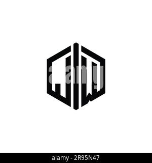 JW Letter Logo monogram hexagon shape with ornament abstract isolated ...