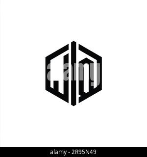 JQ Letter Logo monogram hexagon shape with triangle geometric outline ...