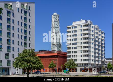 Malmö, Stadtentwicklungsgebiet Västra Hamnen, Turning Tower von Santiago Calatrava // Malmö, Västra Hamnen Development Area, Turning Tower by Santiago Stock Photo