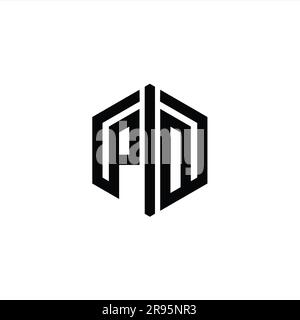 PD Letter Logo monogram hexagon shape with triangle outline sharp slice ...