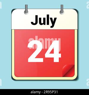 day on the calendar, vector image format, June 24 Stock Vector