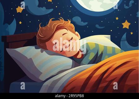 vector illustration of Kid Sleeping And Waking Up Stock Vector