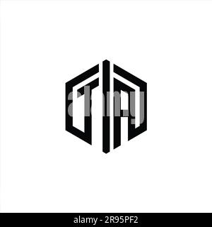 TA Letter Logo monogram hexagon emblem shape with stripes outline style ...