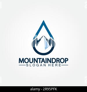 Water drop with mountain Logo vector illustration for water business stock illustration Stock Vector