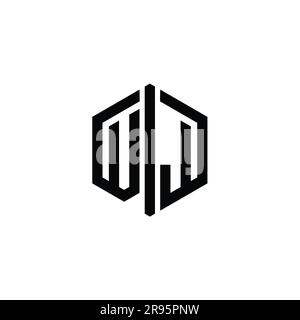 VJ Letter Logo monogram hexagon shape with ornament abstract isolated ...