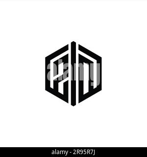 ZD Letter Logo monogram hexagon shape with connect outline style design template Stock Photo