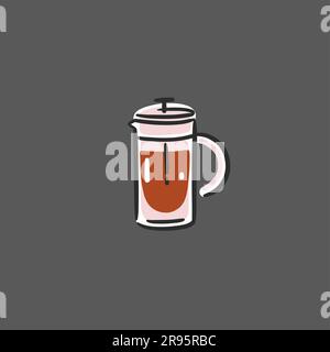 Hand drawn vector abstract graphic doodle simple minimalistic line illustrations with coffee brewing equipment ,preparing coffee drinks. Coffee vector Stock Vector