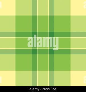 Tartan check texture of textile pattern background with a seamless plaid vector fabric in green and yellow colors. Stock Vector